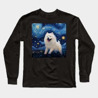 Samoyed Night oil painitng Long Sleeve T-Shirt